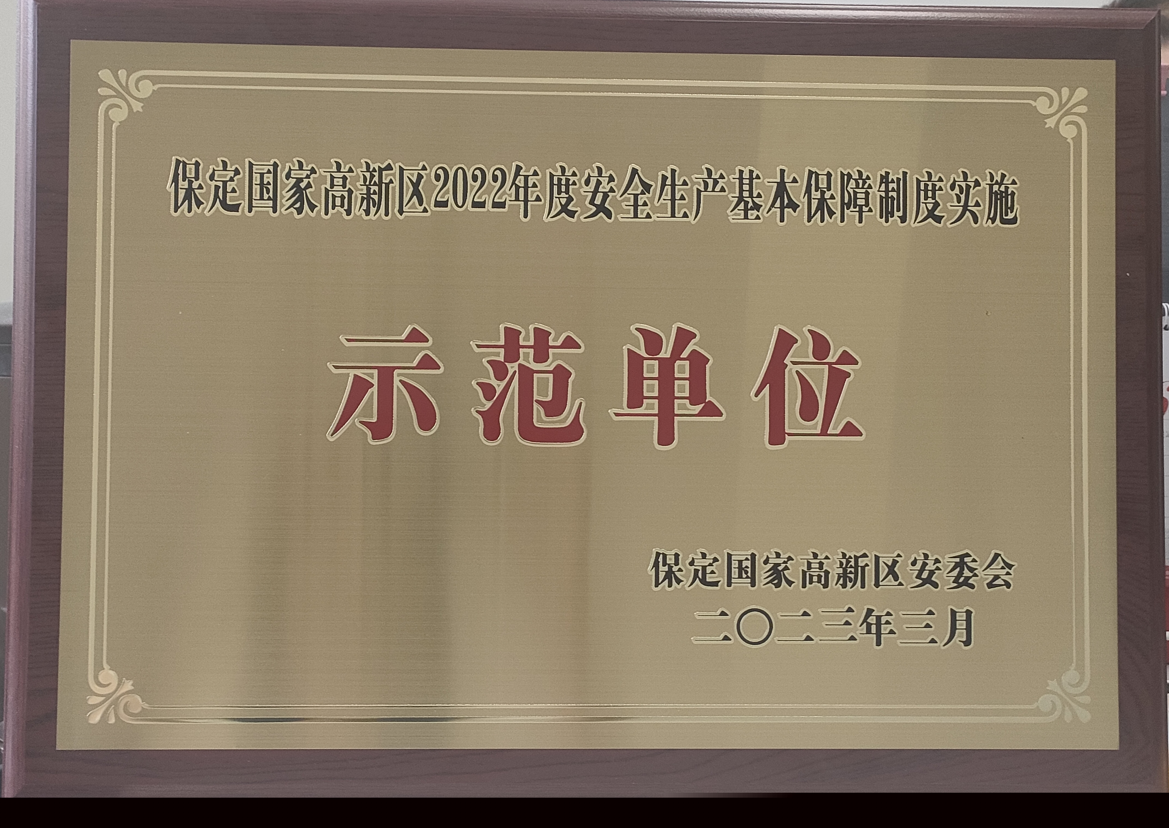 保定國家高新區(qū)2022年度安全生產基本保障制度實施示范單位