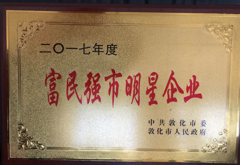 公司被評(píng)為富民強(qiáng)市明星企業(yè)。